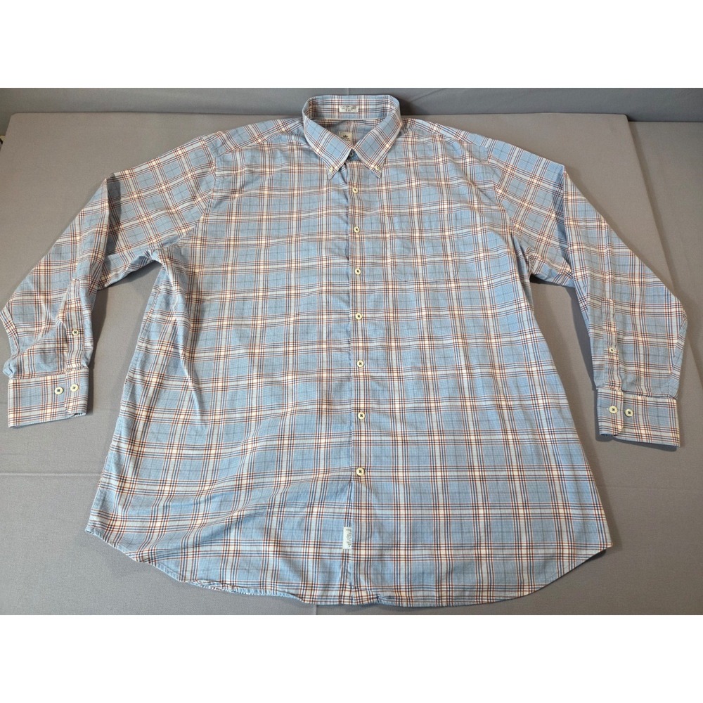 Peter Millar Shirt Mens 2 Extra Large Blue Plaid Golf Office Dress Wool Blend - Picture 1 of 8
